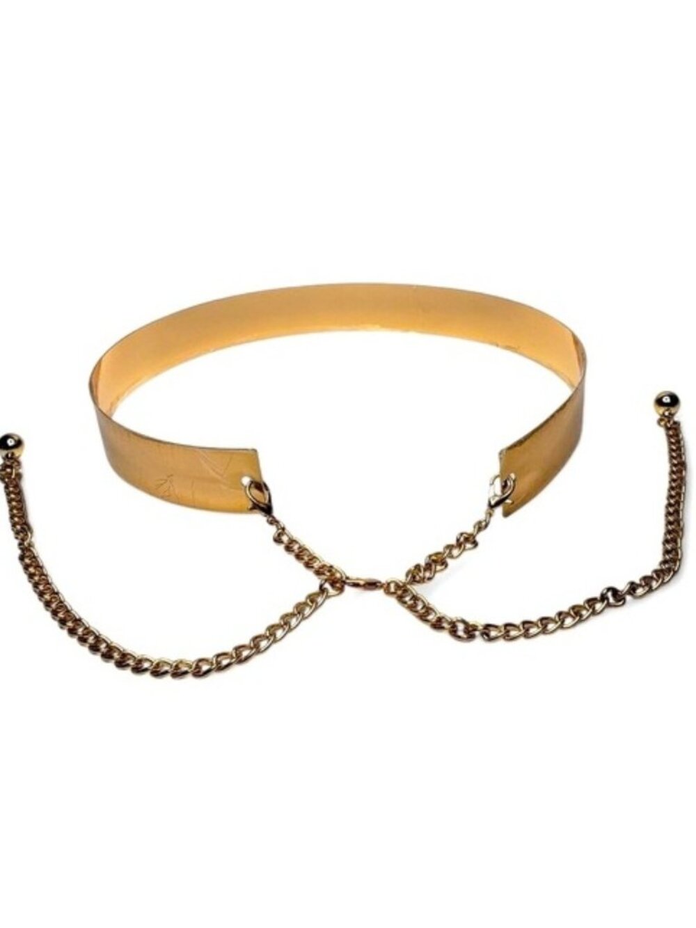 NWOT Gold Tone Hard Body Metal Chain Belt Women's Metallic Shiny Glitz Posh OS